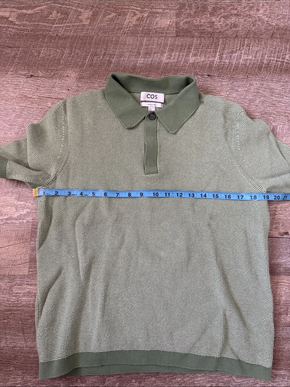 COS Men’s Knitted Green Polo Size Medium